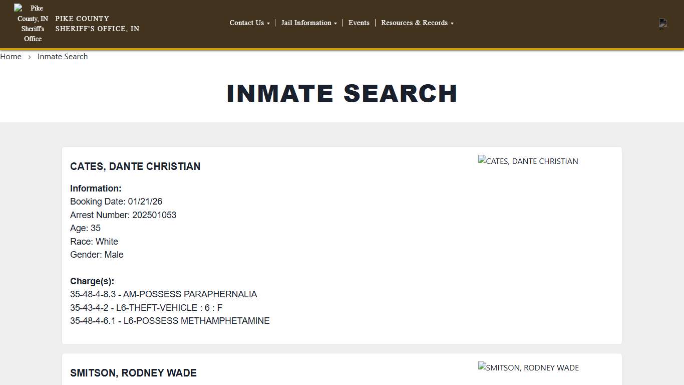 Inmate Search | Pike County Sheriff Office, IN